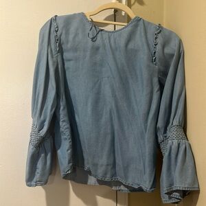 Zara denim pullover shirt, belle sleeve, size S